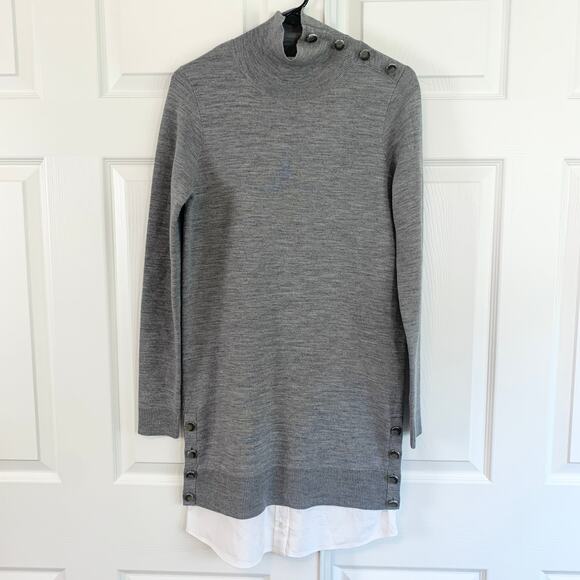 Veronica Beard Soval Layered Mixed Media Merino Wool Turtleneck Sweater Dress XS - Picture 2 of 5